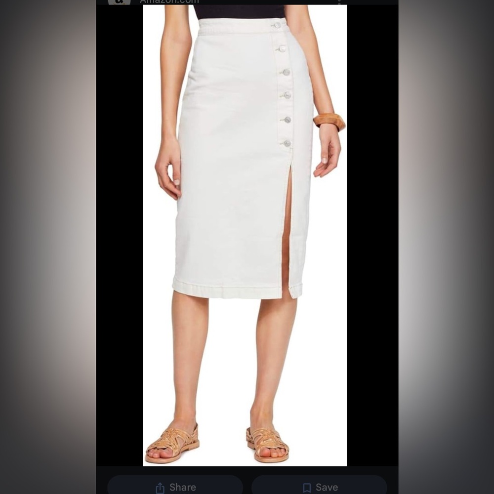 Free people white button skirt